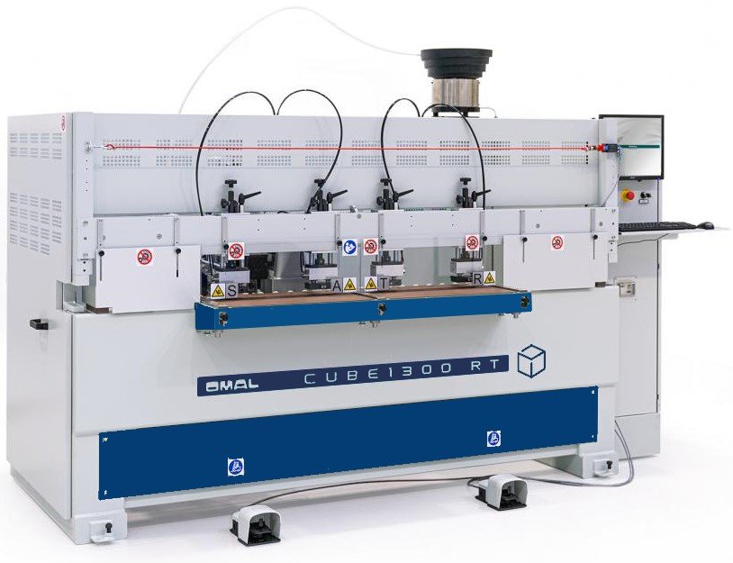 03_cube_1300_rt_laterale_BLUE202800229.jpg Omal hbd 1300 cube Open Frame Horizontal Bore and Dowel Machine - Image 1