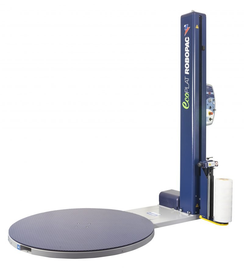 Ecoplat-Plus-800x886-1.jpg Robopac Ecoplat Semi-Automatic Turntable Stretch Wrapper 110" Wrap Height - Image 1